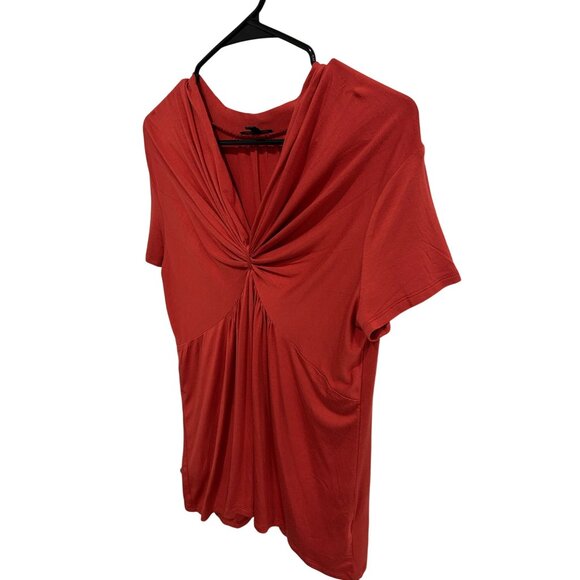 Reba Red Ruched Front Short-Sleeve Top Size Sz Small - Picture 3 of 10